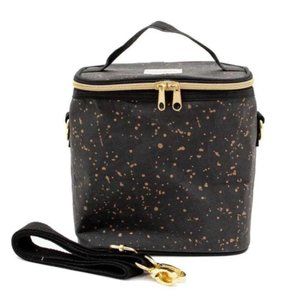 SoYoung Black Paper Lunch Poche / Lunch Bag in Gold Splatter